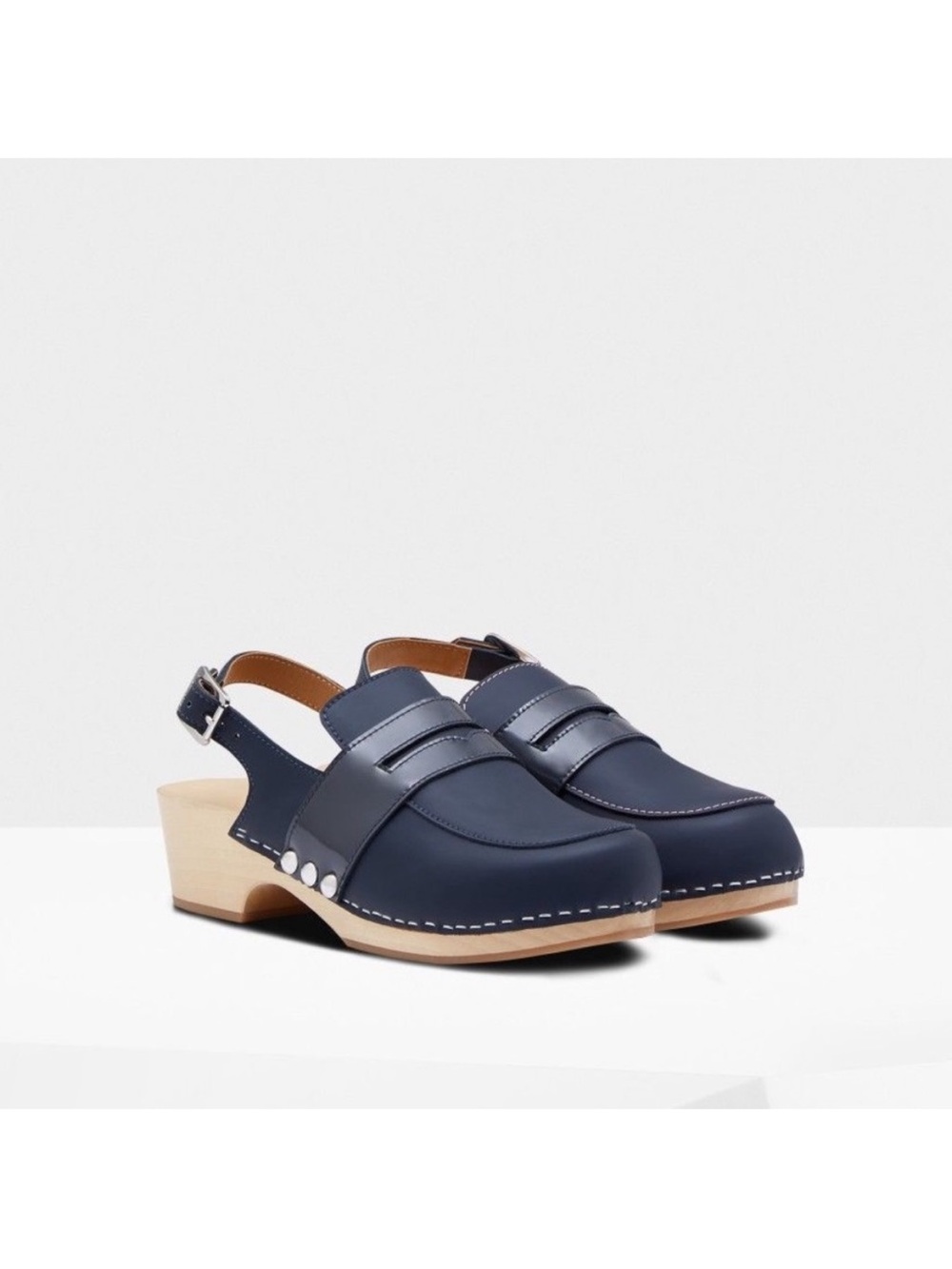 Hunter Women’s Slingback Navy Blue Clogs Size 10